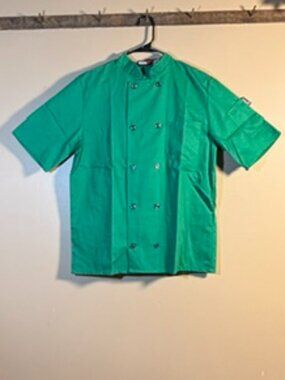 Short Sleeve Plastic Button Chef Jacket Green